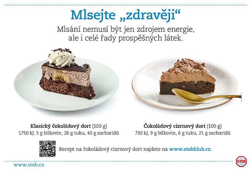 ilustrační obrázek: mlsejte zdravěji – srovnání klasického a cizrnového čokoládového dortu
