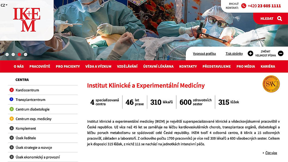 obrázek 1 k článku Institut klinické a experimentální medicíny (IKEM)
